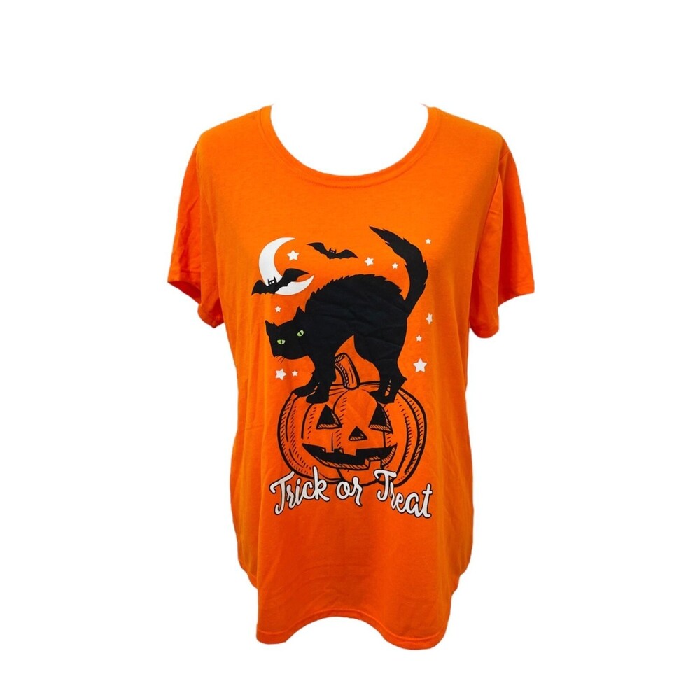 Way To Celebrate Boy's Shirt Orange and Black Halloween Trick or Treat Size XL